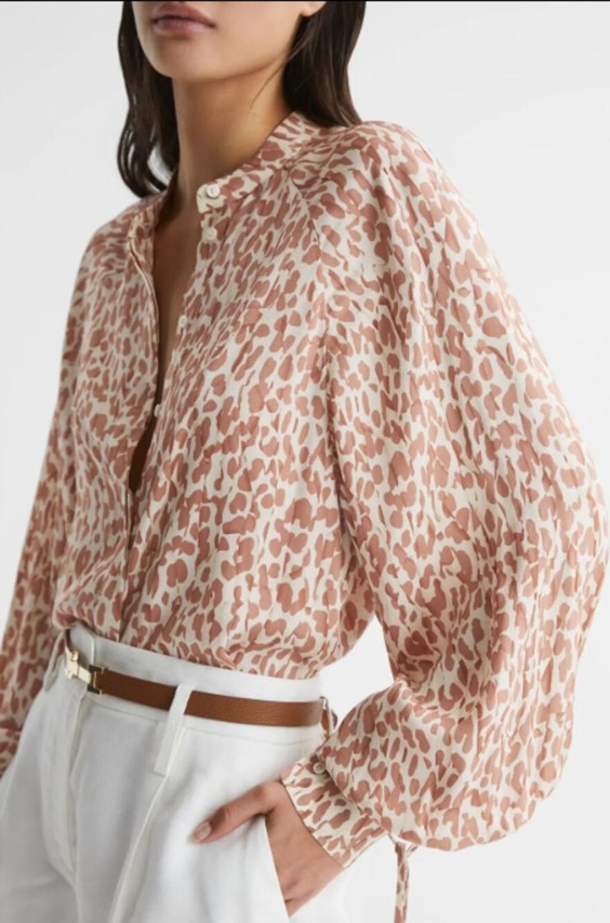 Reiss Calla Animal Print Blouse Sz. 8